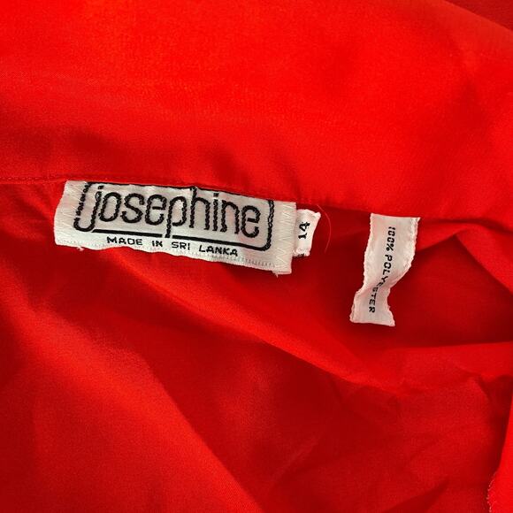 Vintage Top Blouse Size 14 Red Solid Long Sleeve Button Up Minimalist Office 90s - Picture 7 of 10